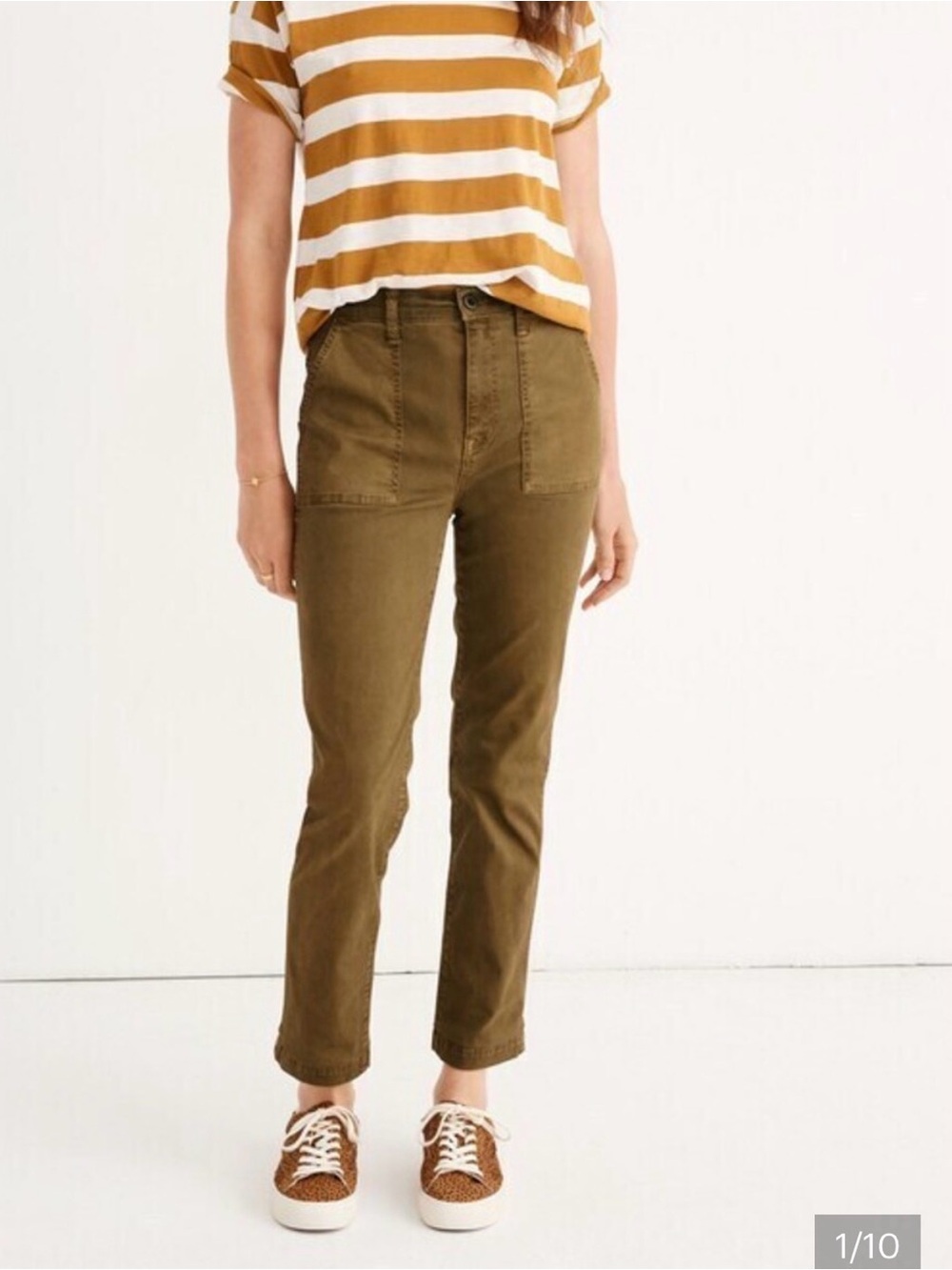 Madewell Stovepipe Fatigue Pants Olive Brown Size 28 Utility Crop Pants